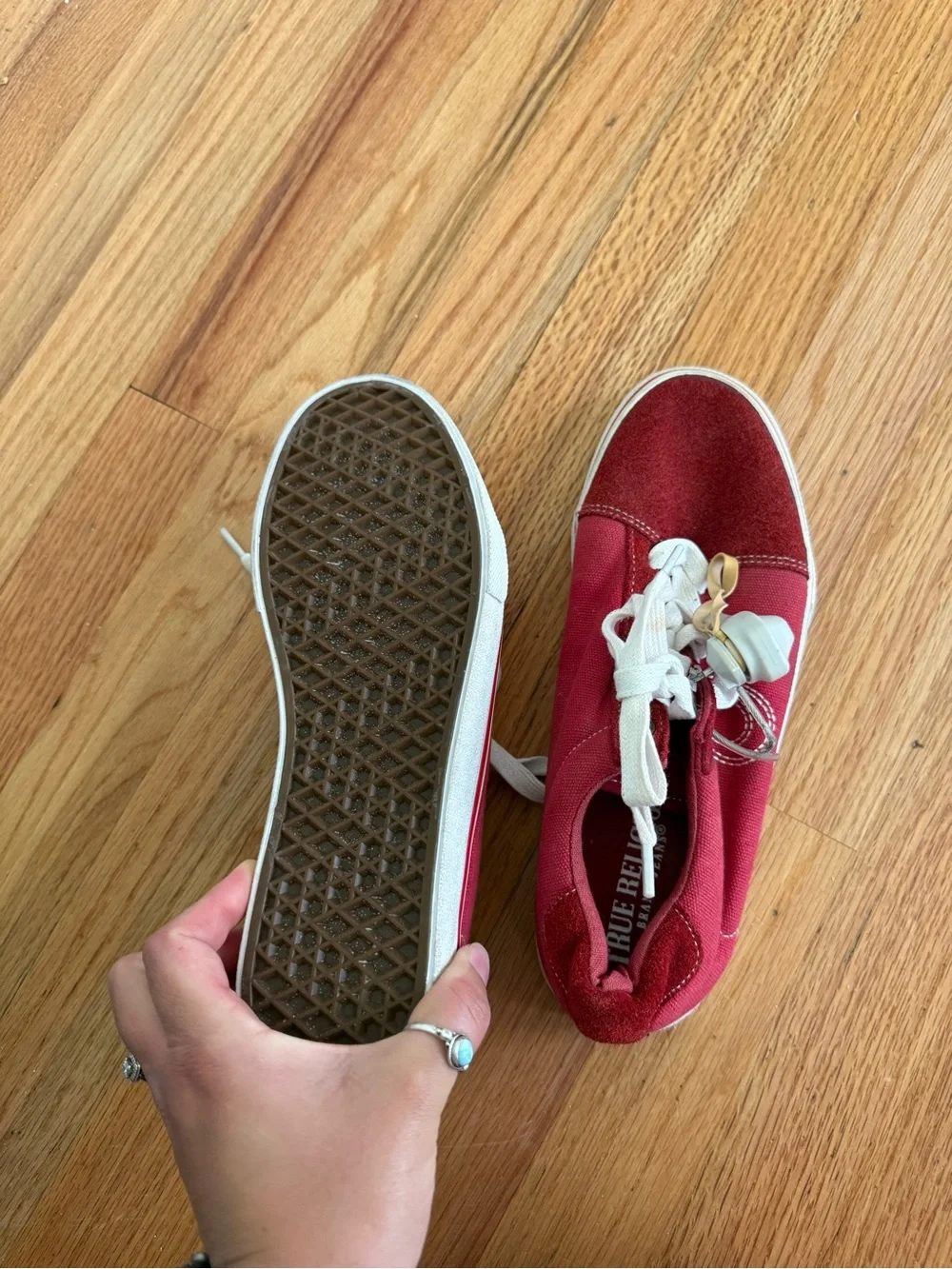 True Religion Men's Red Canvas Sneakers with White Laces
